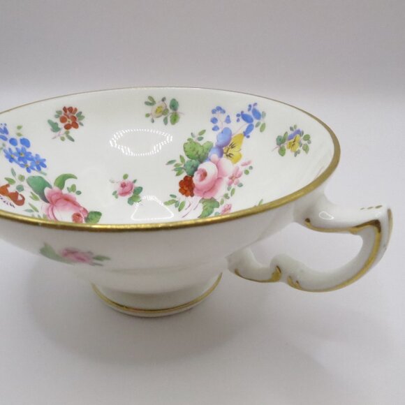Mintons Antique Teacup and Saucer H2629 Pink Rose Blue Yellow Red Floral England - Picture 6 of 15